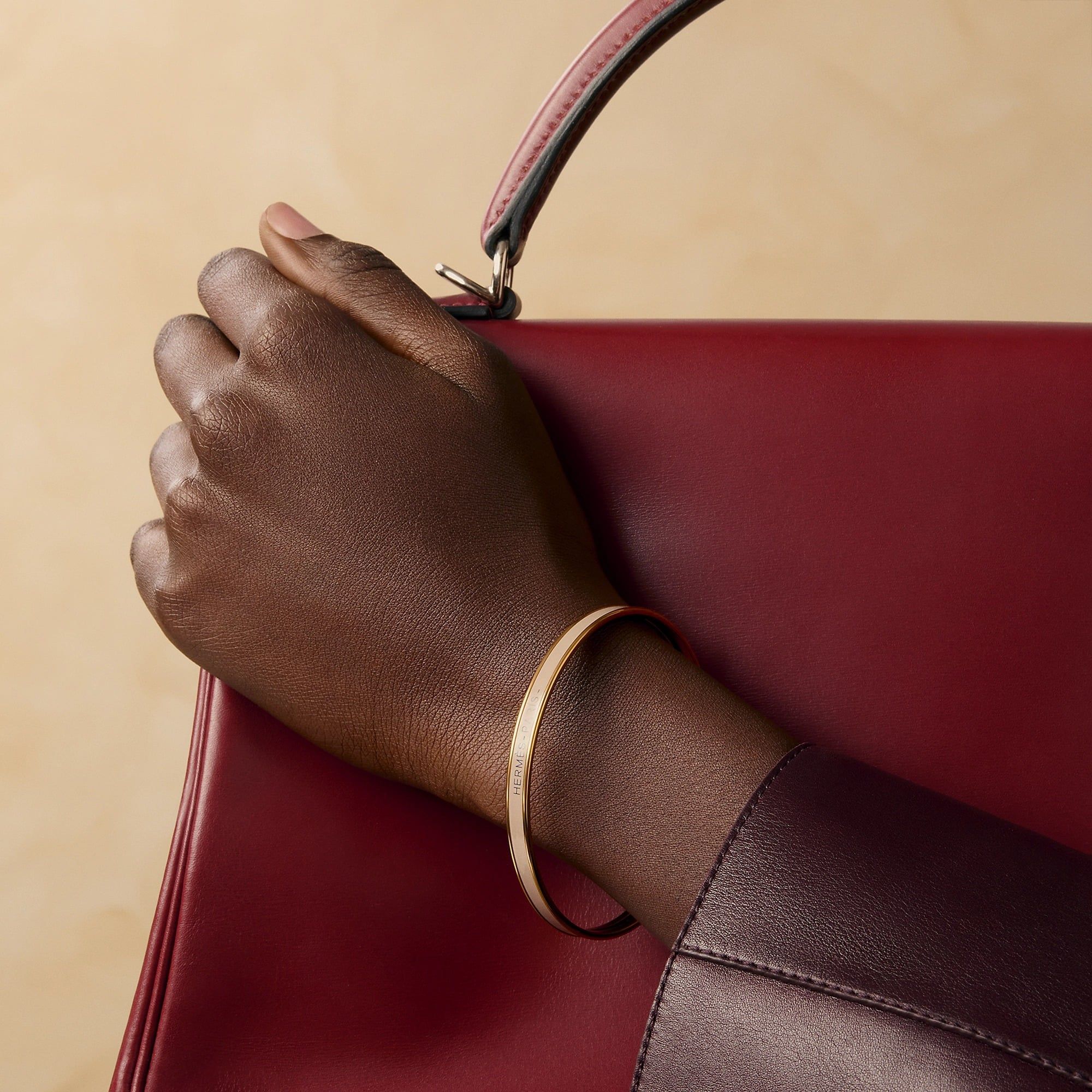  Vòng Tay Nữ Hermes Uni Bangle 'Marron Glacé Gold' 