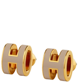  Khuyên Tai Nữ Hermes Mini Pop H 'Marron Glacé Gold' 