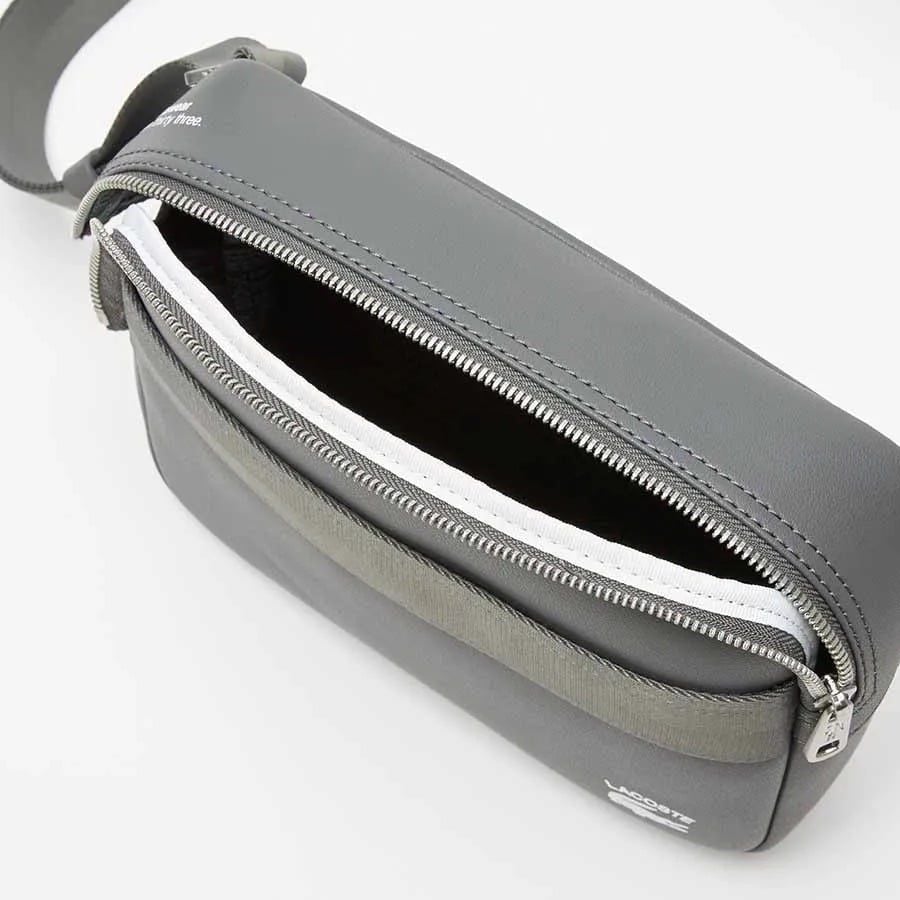  Túi Lacoste Leather Printed Messenger Bag 'Gray' 