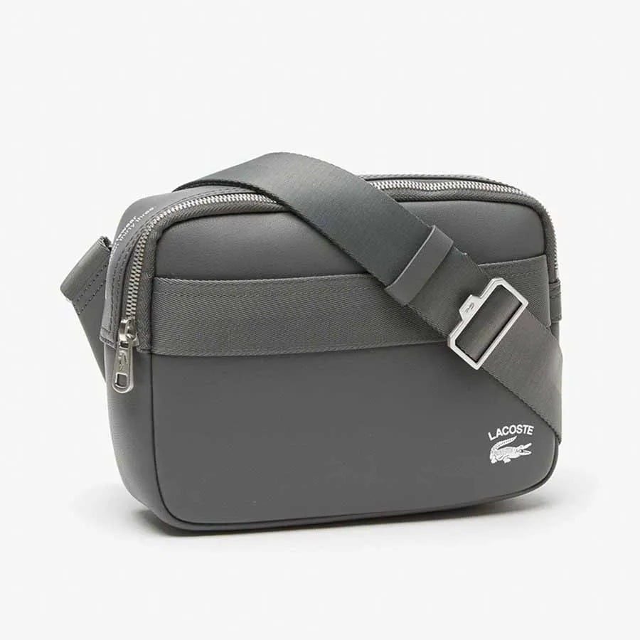  Túi Lacoste Leather Printed Messenger Bag 'Gray' 