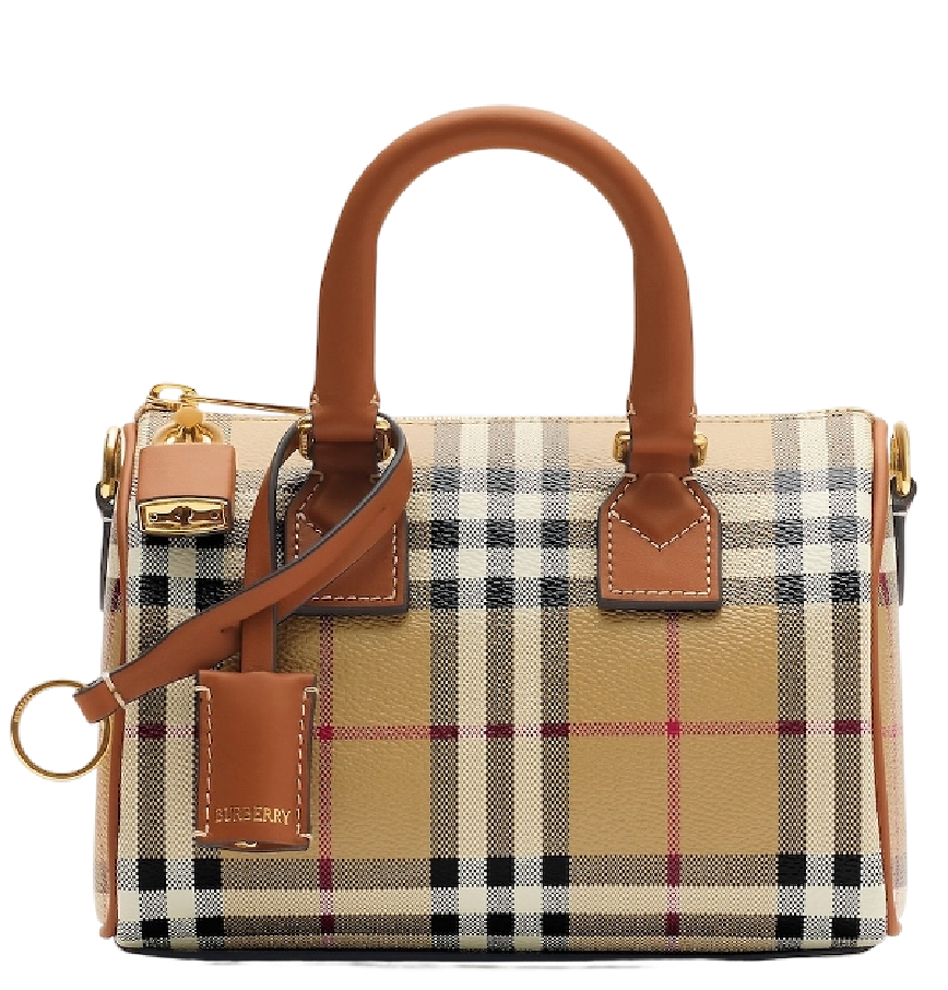 Túi Nữ Burberry Mini Check Bowling Bag 'Archive Beige' 