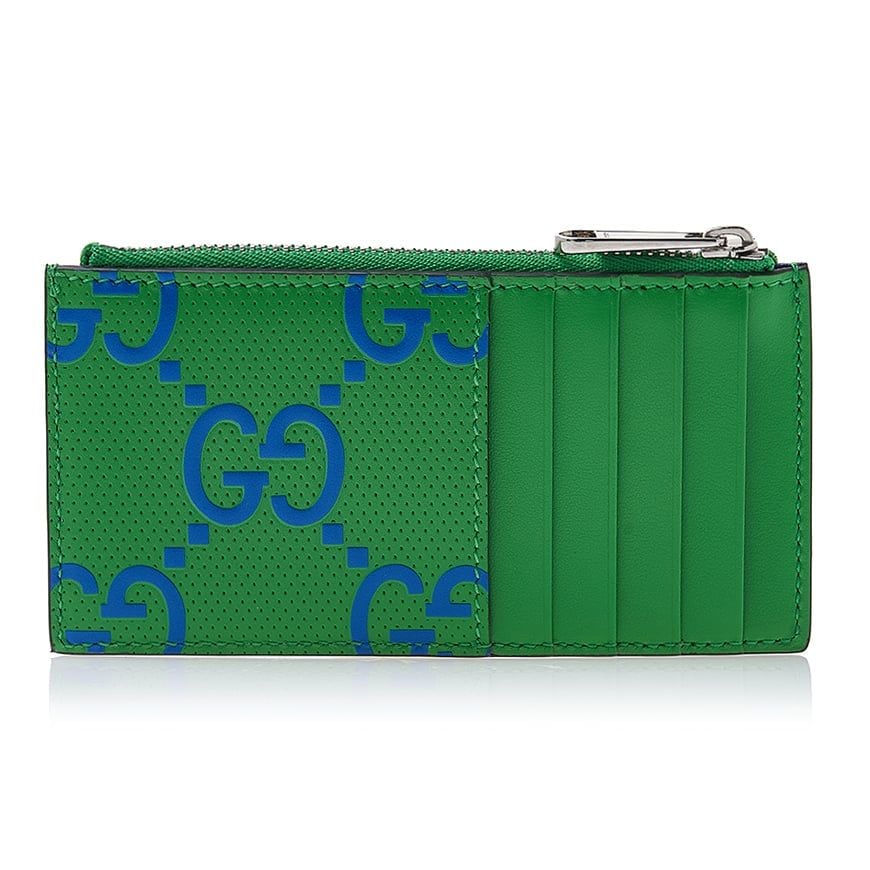  Ví Gucci Zipper Leather Card Holder 'Green' 