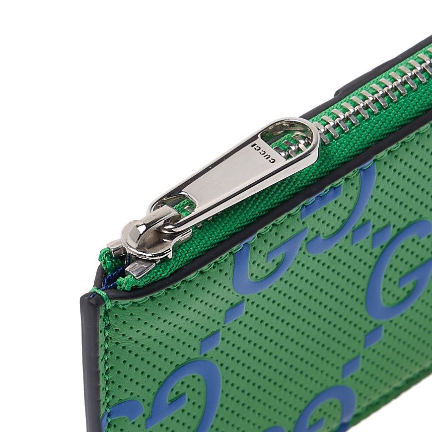  Ví Gucci Zipper Leather Card Holder 'Green' 