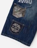  Quần Evisu Brocade Patchwork Shorts 'Indigo' 