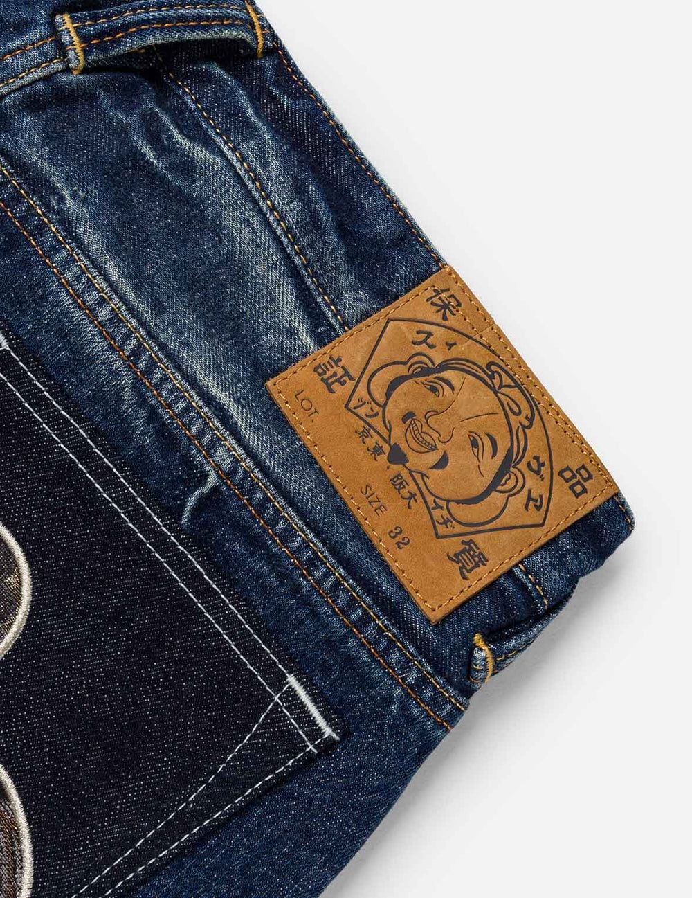  Quần Evisu Brocade Patchwork Shorts 'Indigo' 