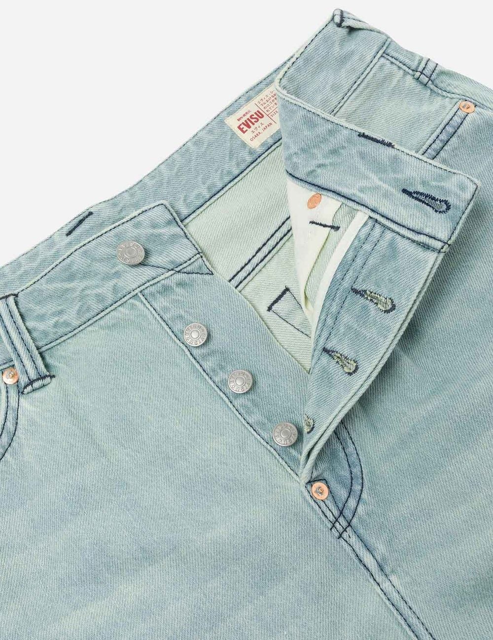  Quần Evisu Daicock Print Oversized Shorts 'Denim' 