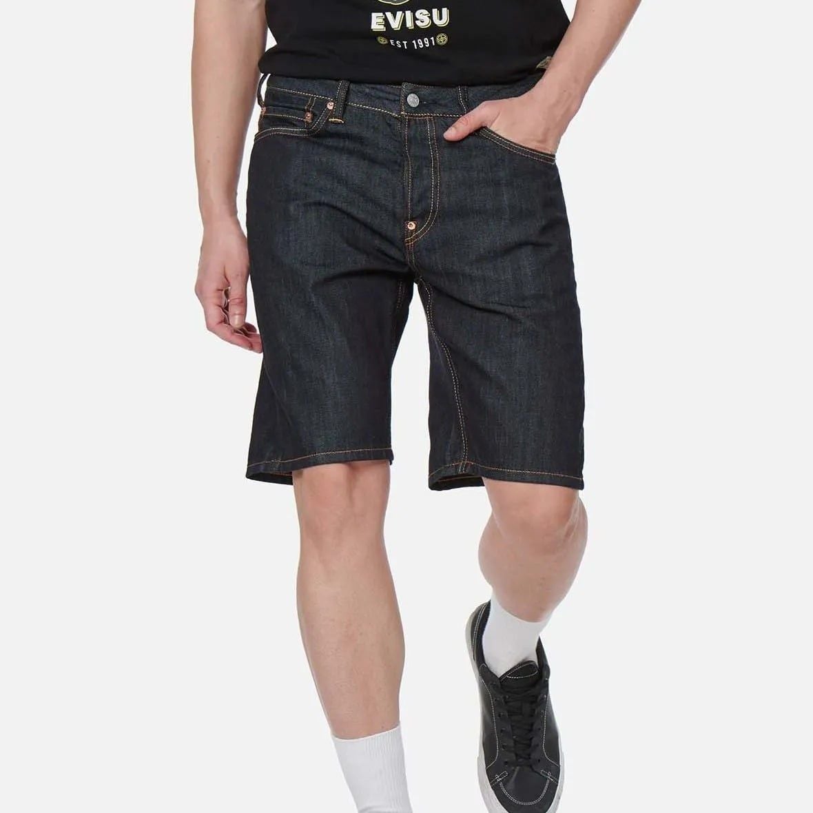  Quần Evisu Denim Shorts 'Black' 