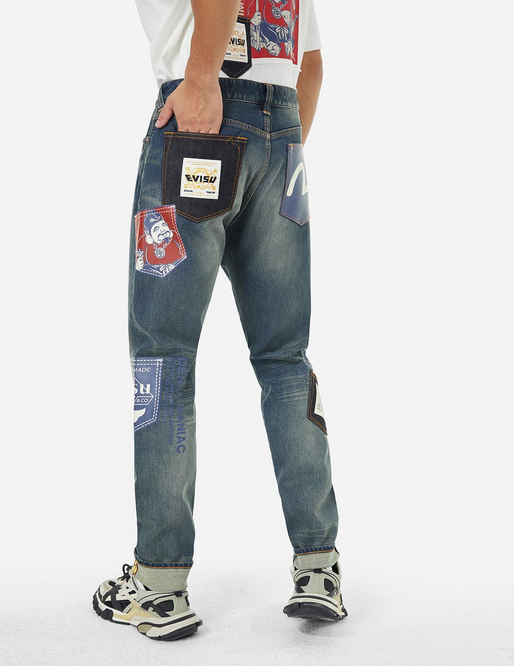  Quần Evisu Ebisu Print Multi-Pocket Jeans 'Indigo' 
