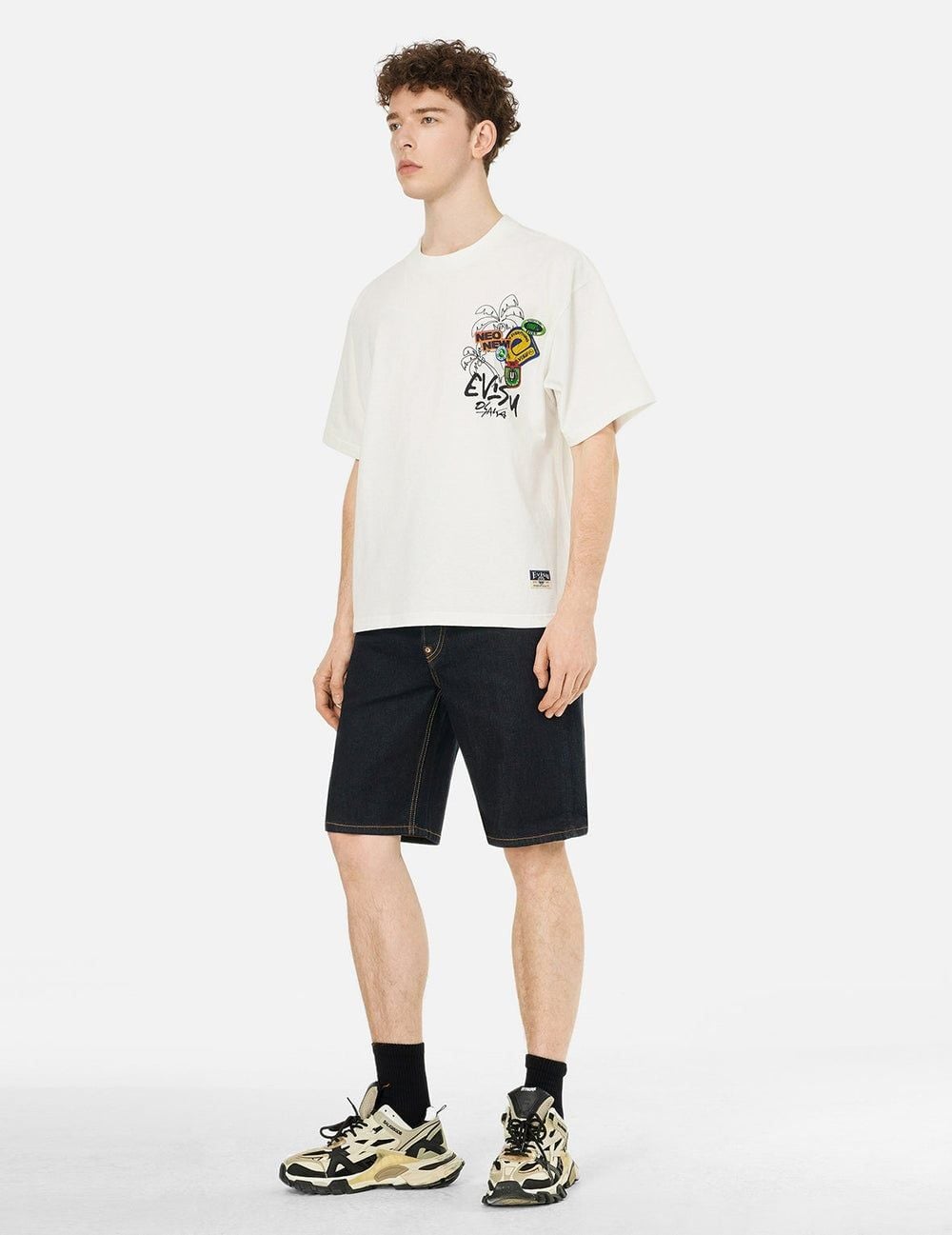  Quần Evisu Graffiti Daicock Print Shorts 'Indigo' 