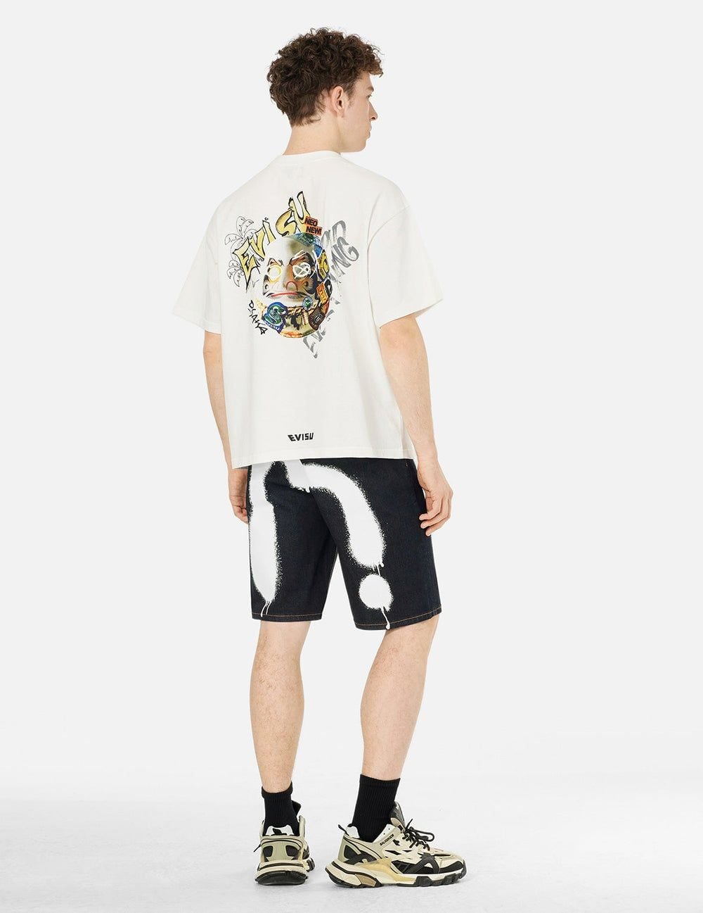  Quần Evisu Graffiti Daicock Print Shorts 'Indigo' 