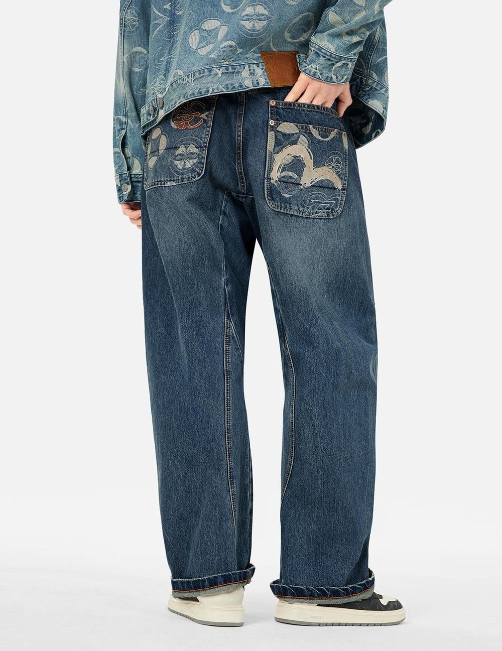  Quần Evisu Kamon Jacquard Pockets 3D Jeans 'Indigo' 