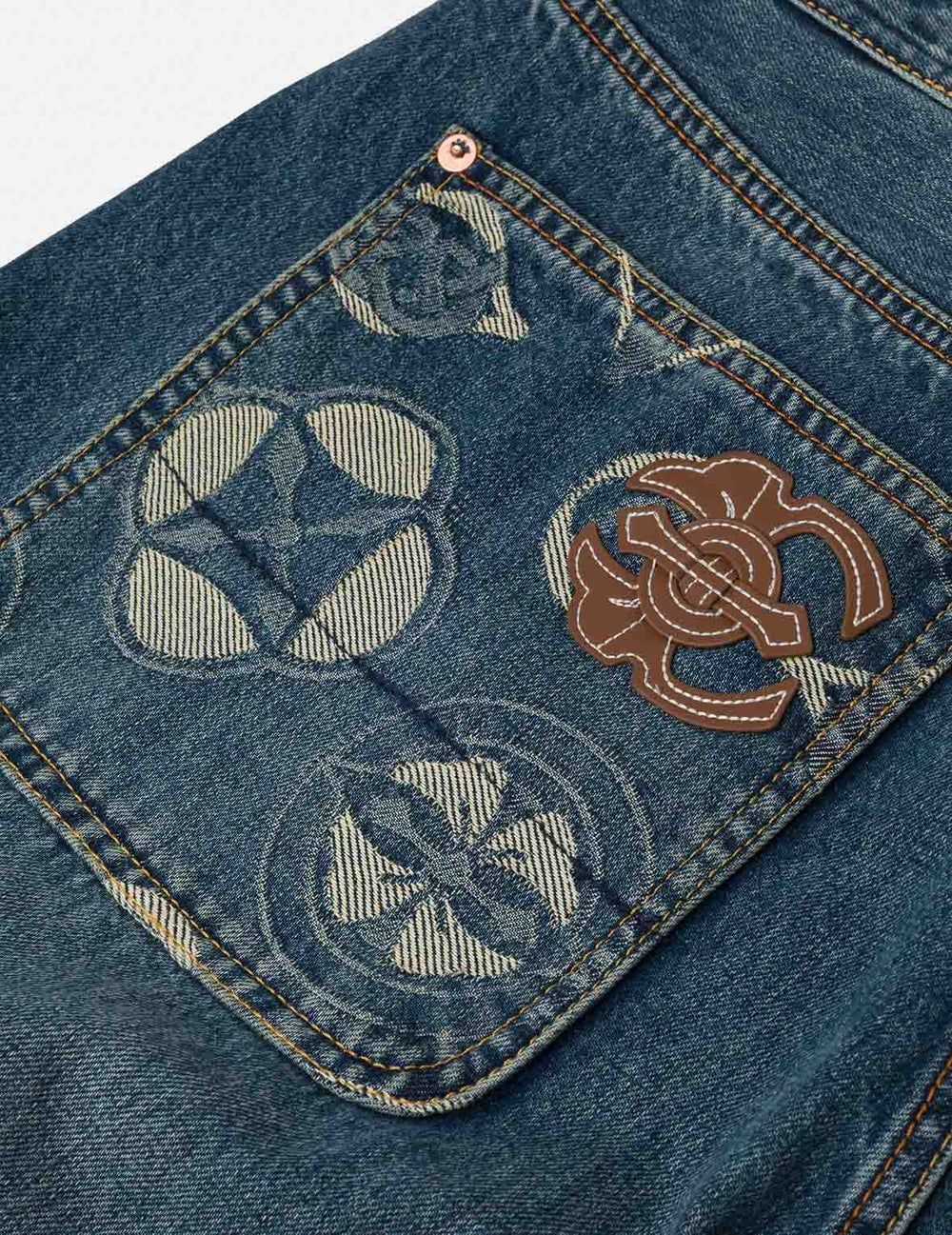  Quần Evisu Kamon Jacquard Pockets 3D Jeans 'Indigo' 