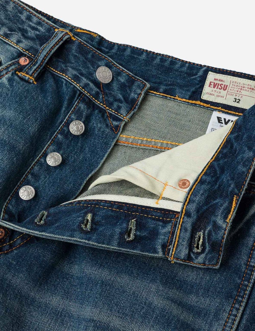  Quần Evisu Kamon Jacquard Pockets 3D Jeans 'Indigo' 