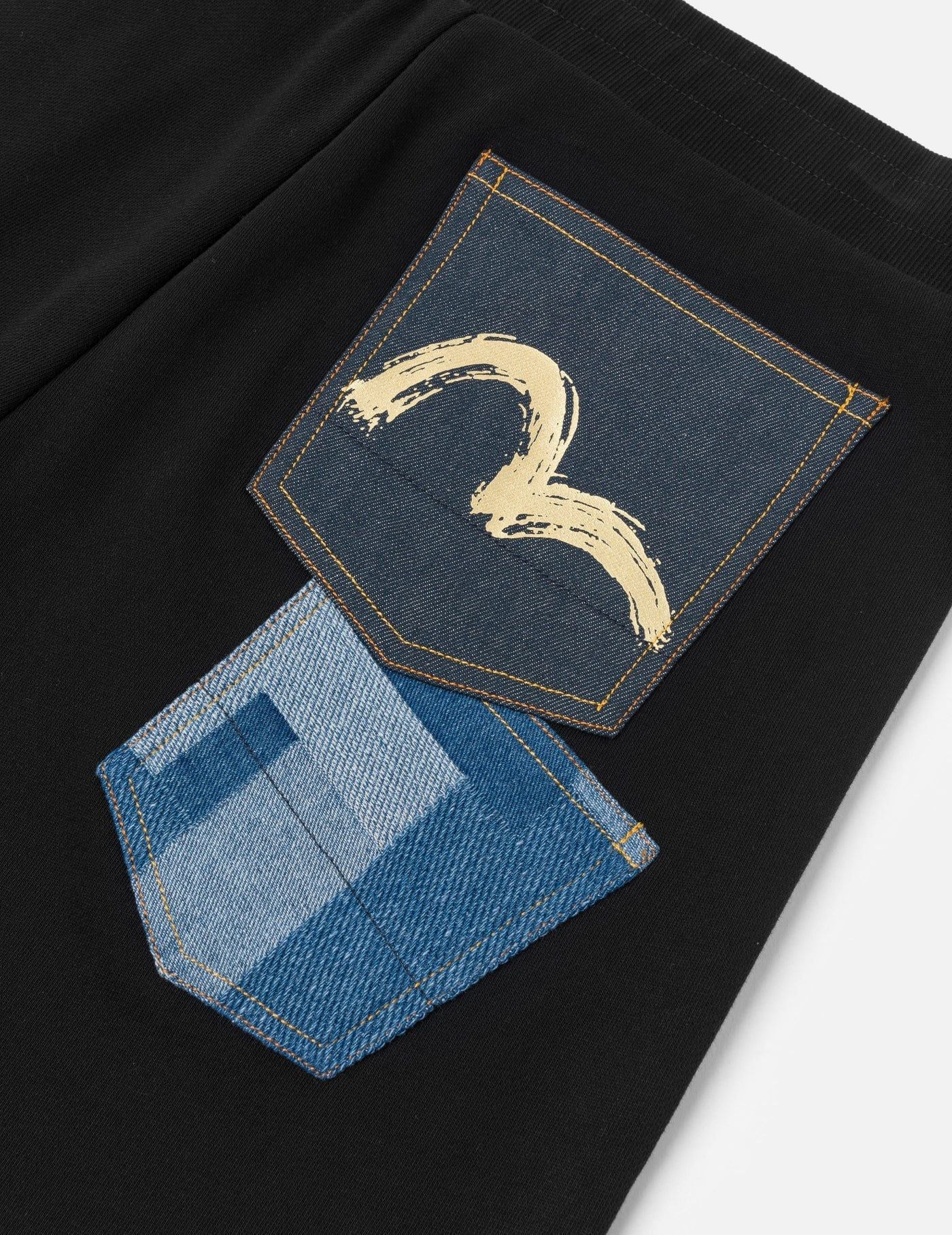  Quần Evisu Multi-Pocket Sweatshorts 'Black' 
