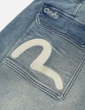  Quần Evisu Seagull and Logo Appliqué Shorts 'Denim' 