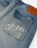  Quần Evisu Seagull and Logo Appliqué Shorts 'Denim' 