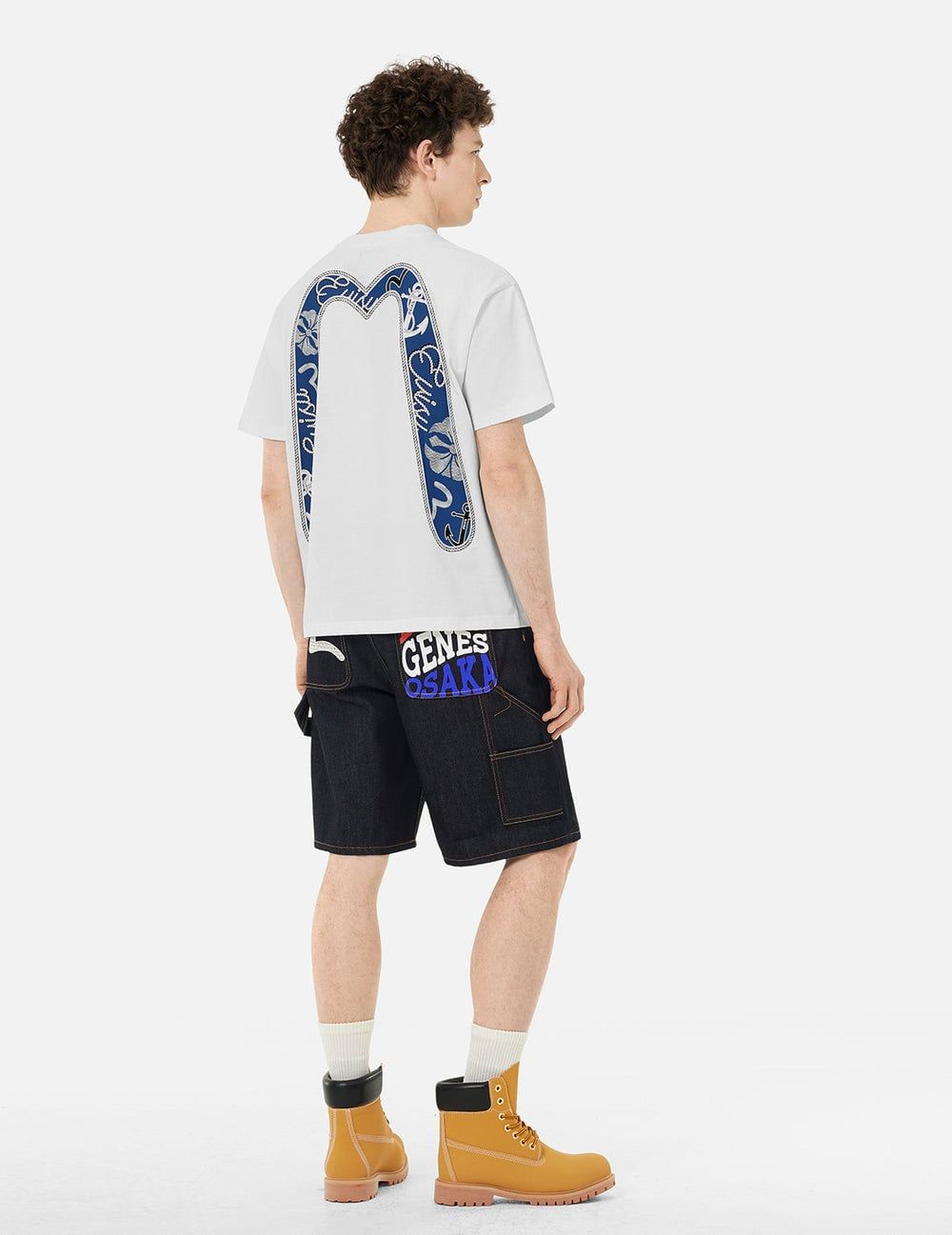  Quần Evisu Seagull Embroidery Slogan Shorts 'Denim' 