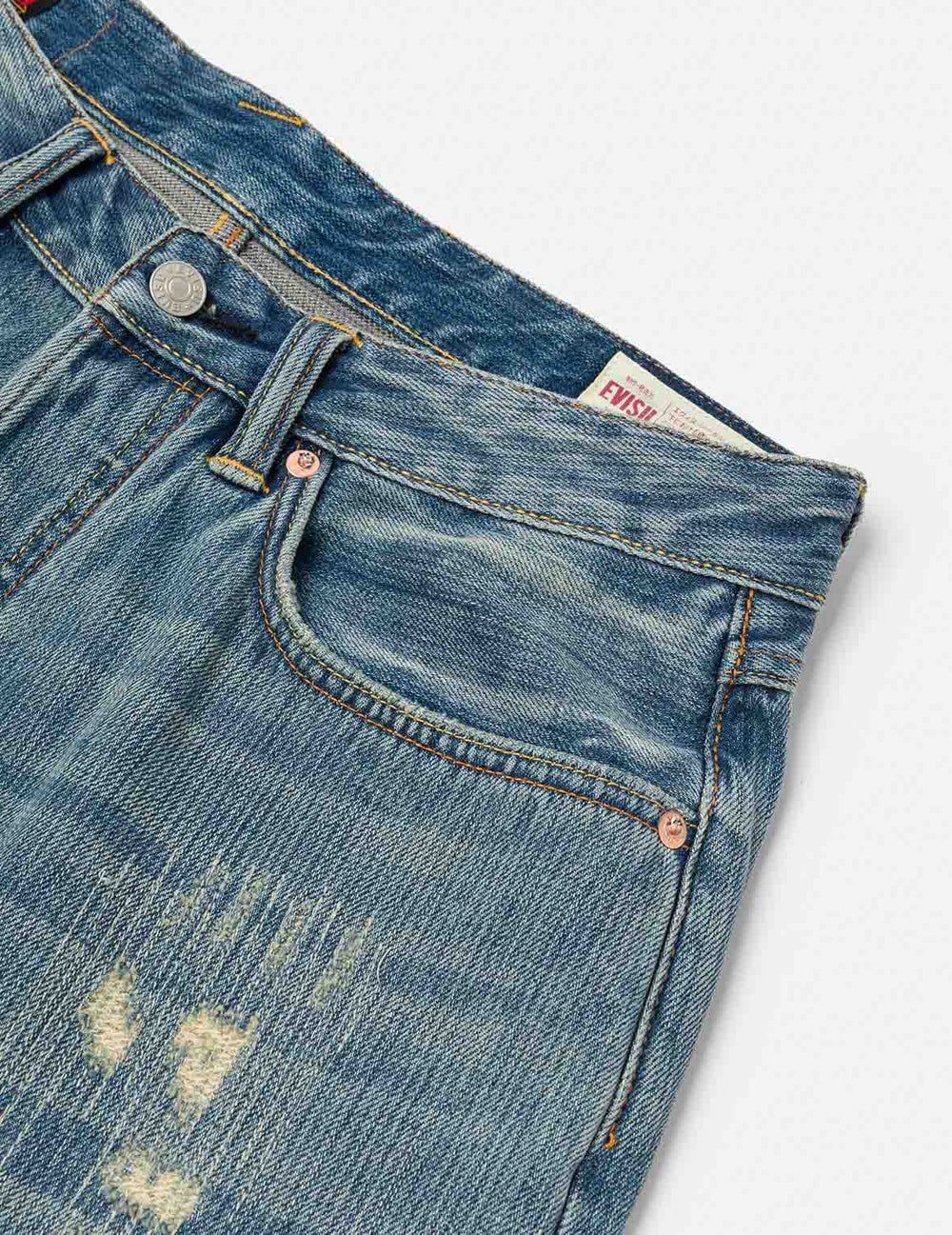  Quần Evisu Seagull Print Regular Shorts 'Denim' 