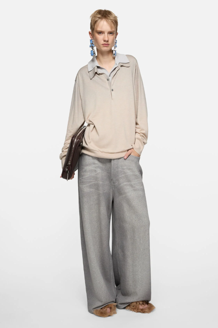  Quần Nữ Acne Fleece Trousers 'Light Grey' 