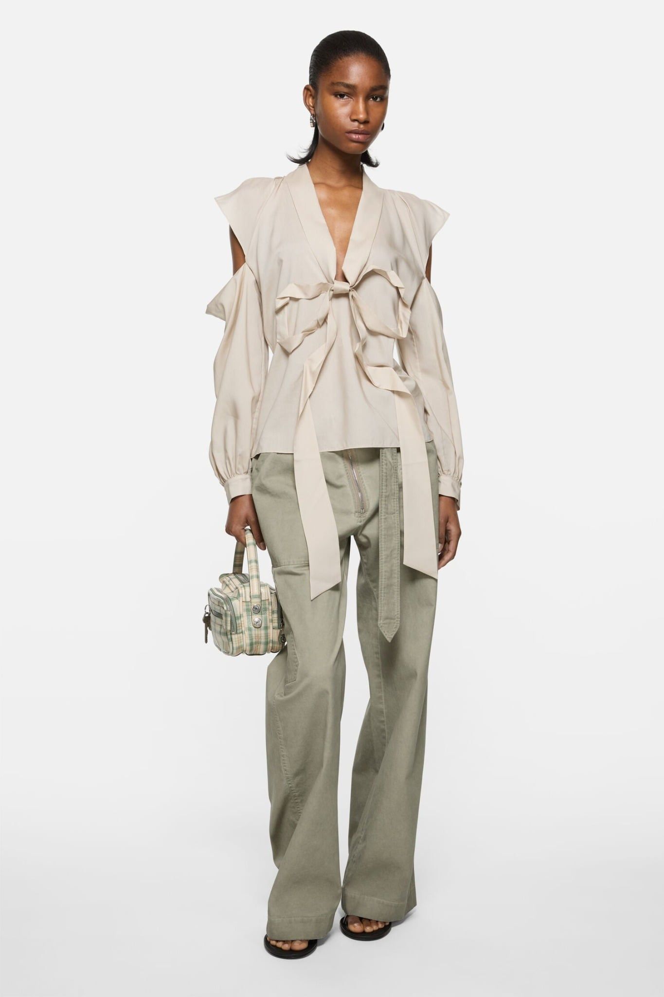  Quần Nữ Acne Twill Trousers With Belt 'Clay Beige' 