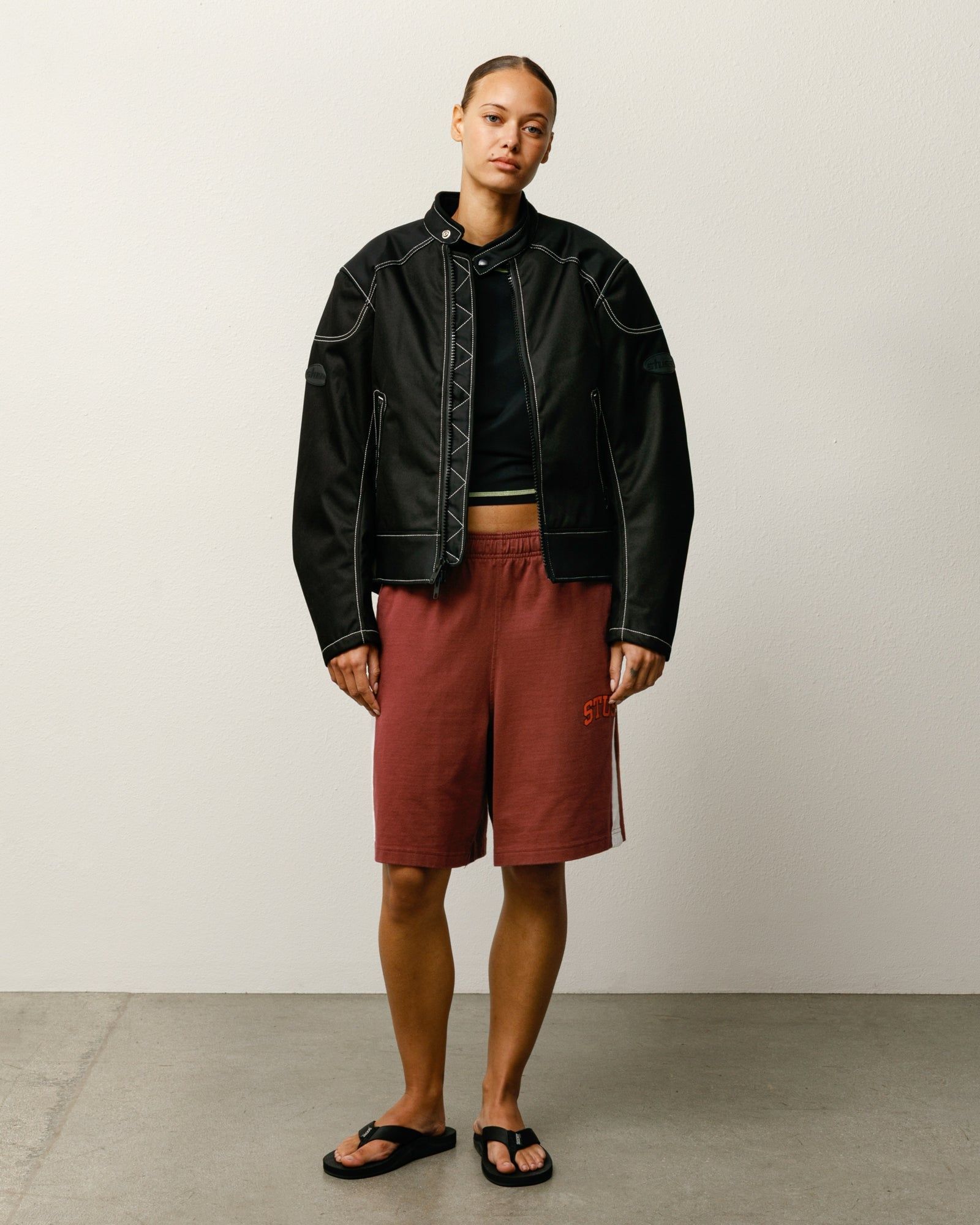  Quần Stussy Stripe Jersey Short 'Burgundy' 