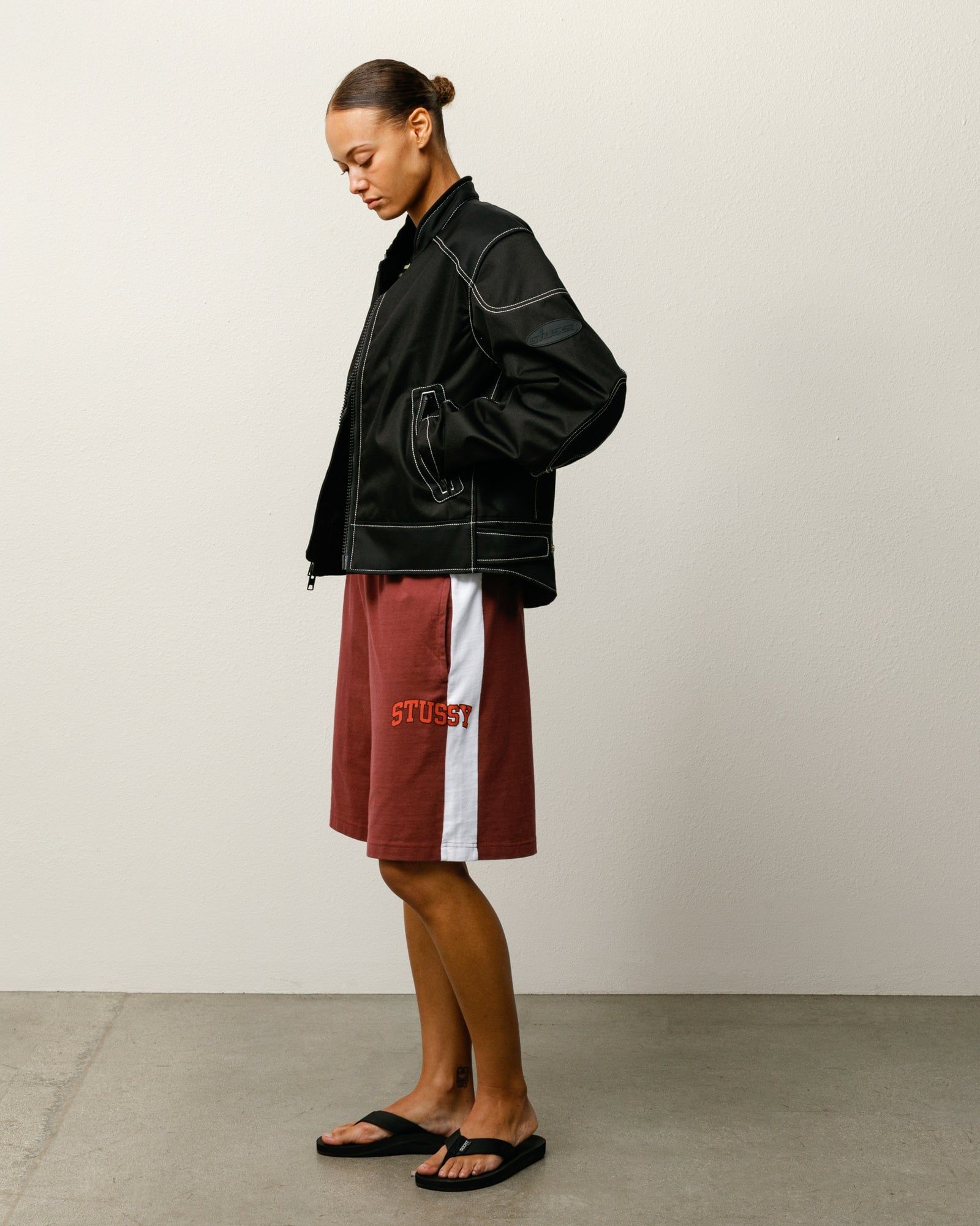  Quần Stussy Stripe Jersey Short 'Burgundy' 