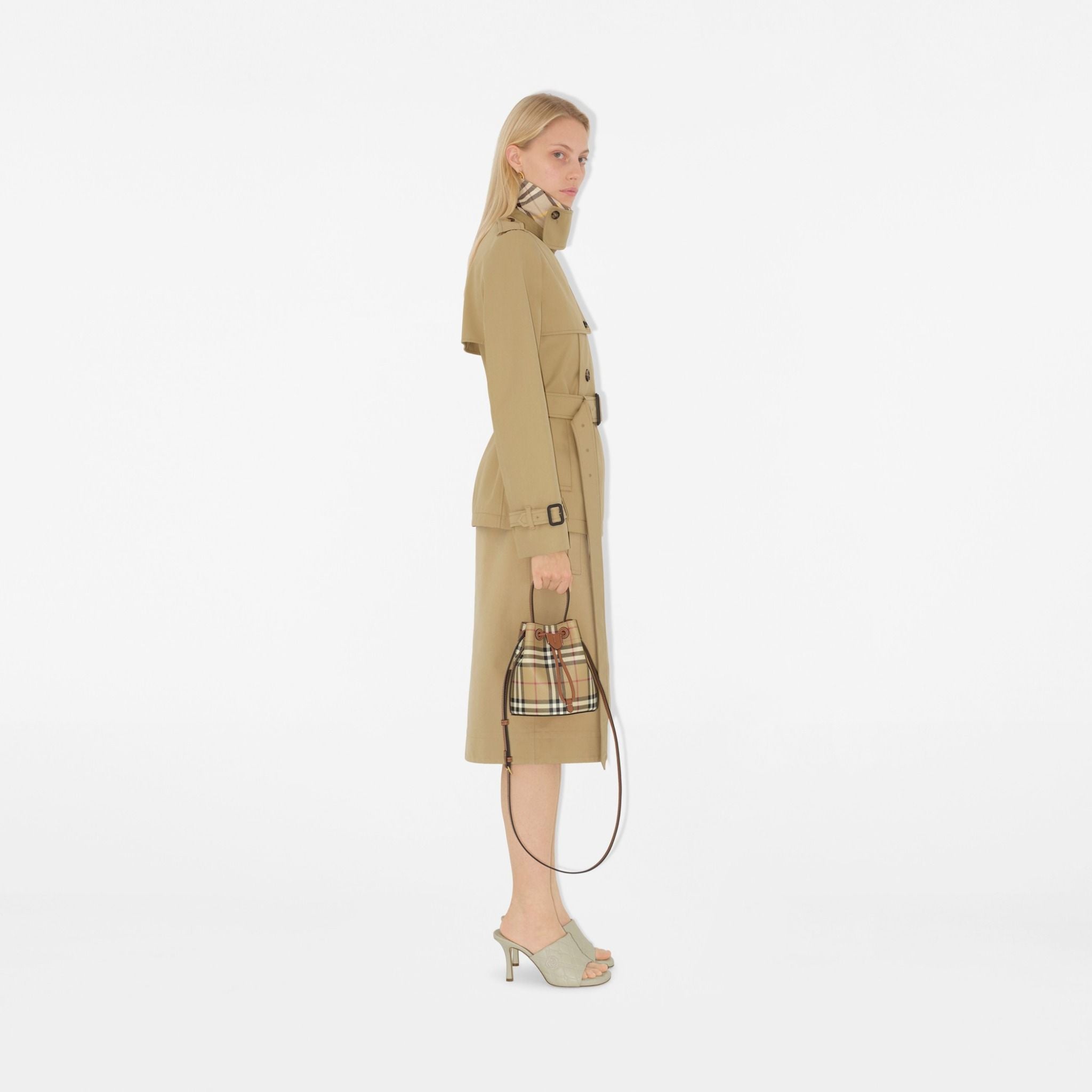  Túi Nữ Burberry Mini Check Bucket Bag 'Archive Beige' 