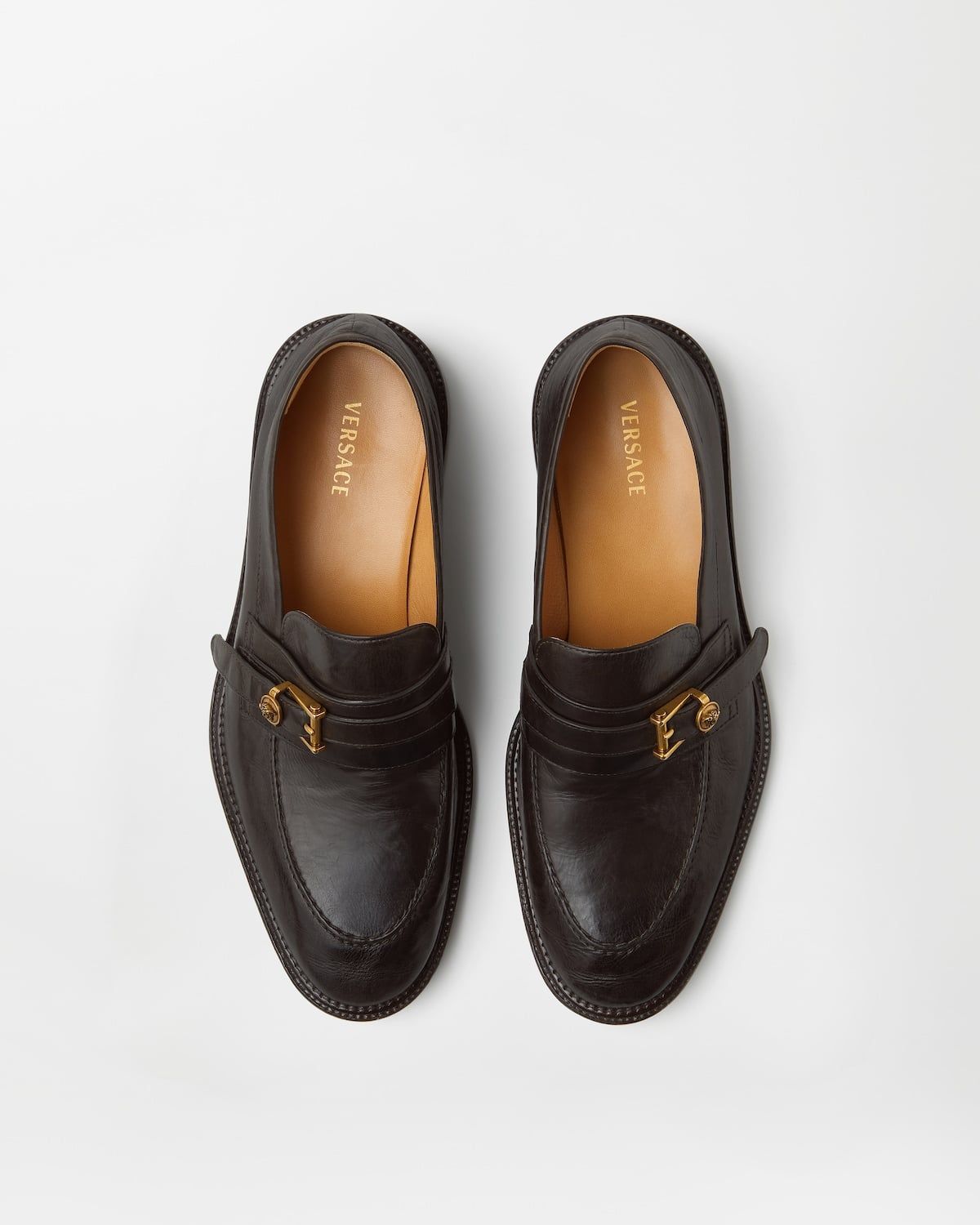  Giày Nam Versace Primo Leather Loafers 'Brown' 