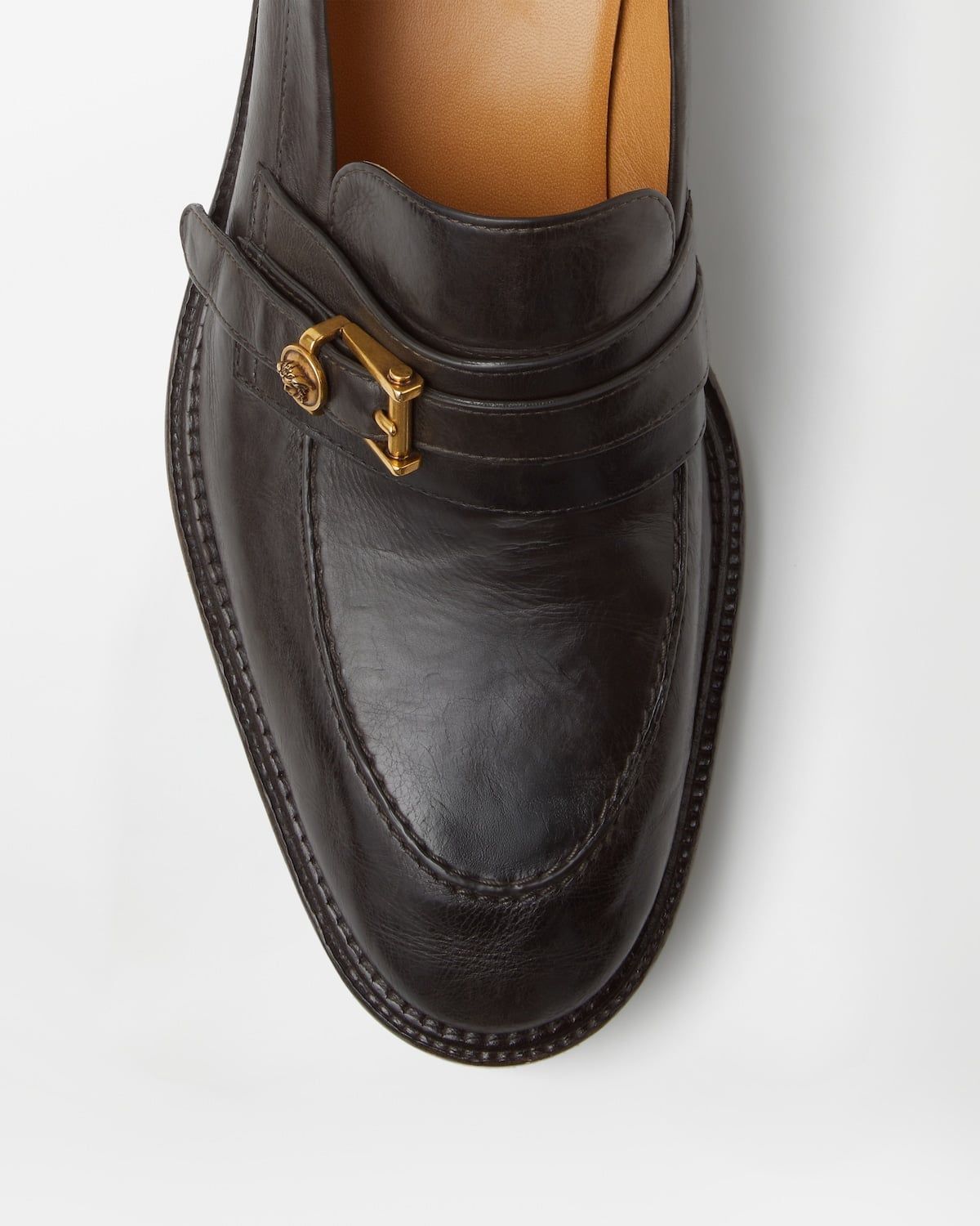  Giày Nam Versace Primo Leather Loafers 'Brown' 