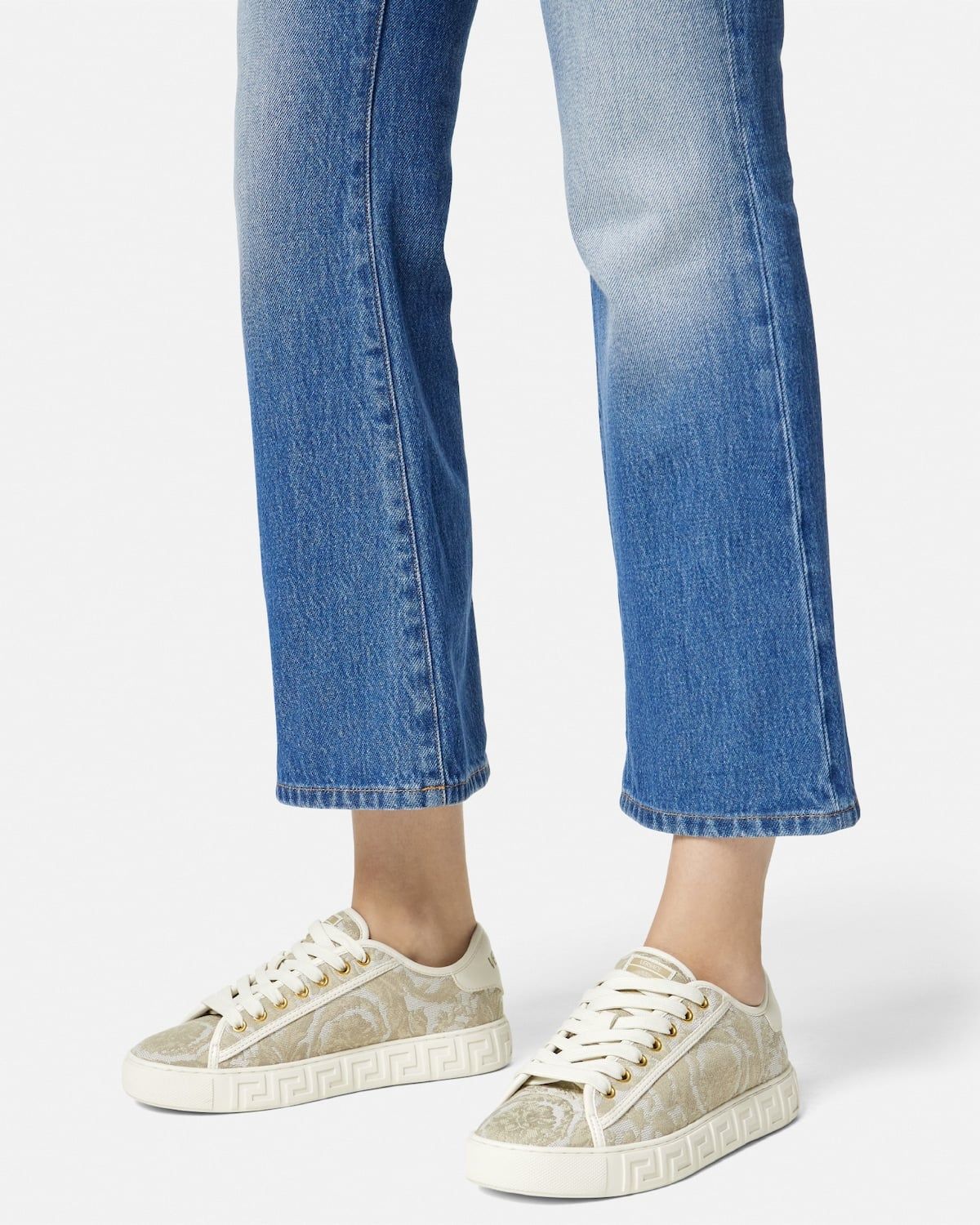  Giày Nữ Versace Greca Jacquard Trainers 'Beige' 