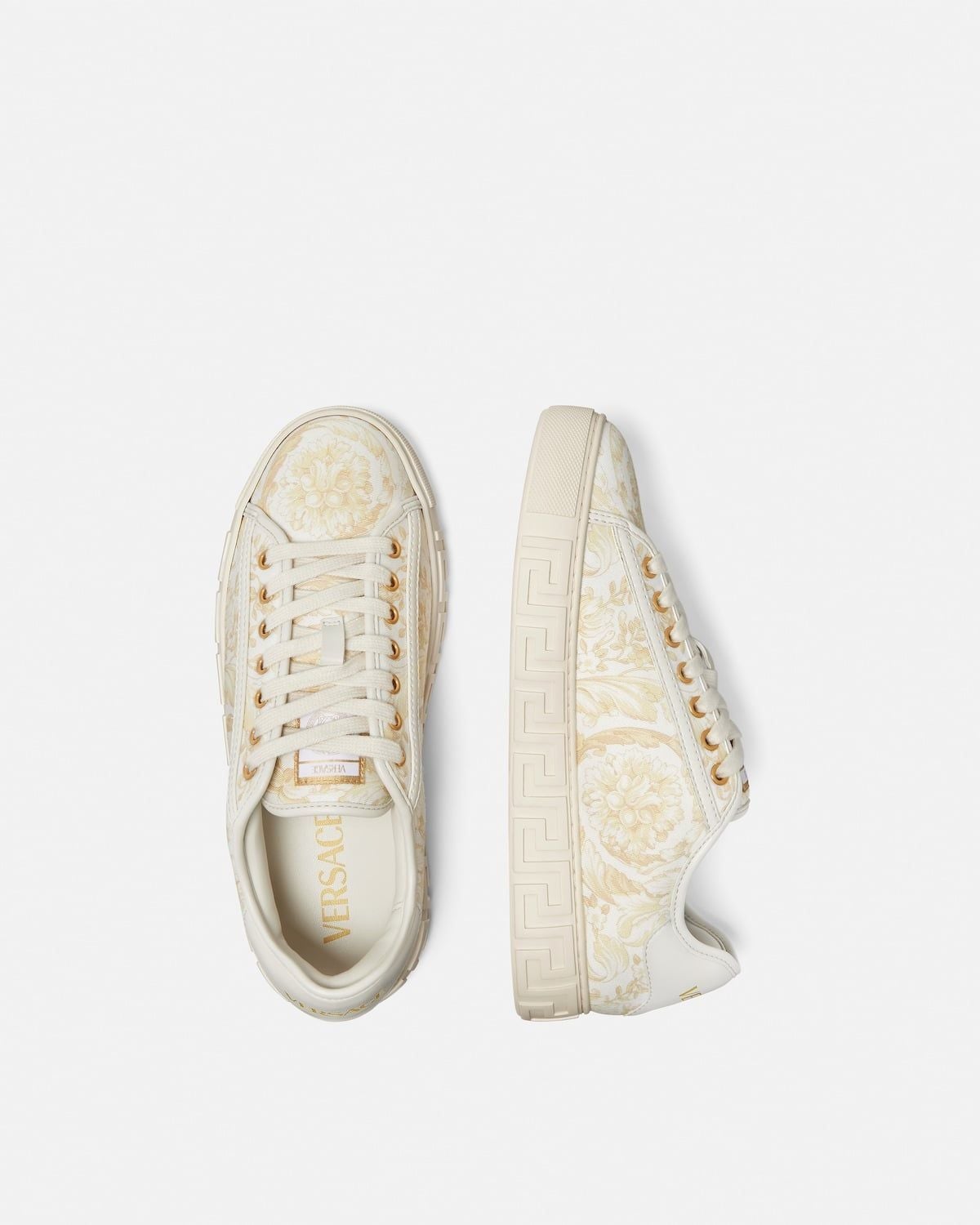  Giày Nữ Versace Greca Printed Trainers 'Beige' 