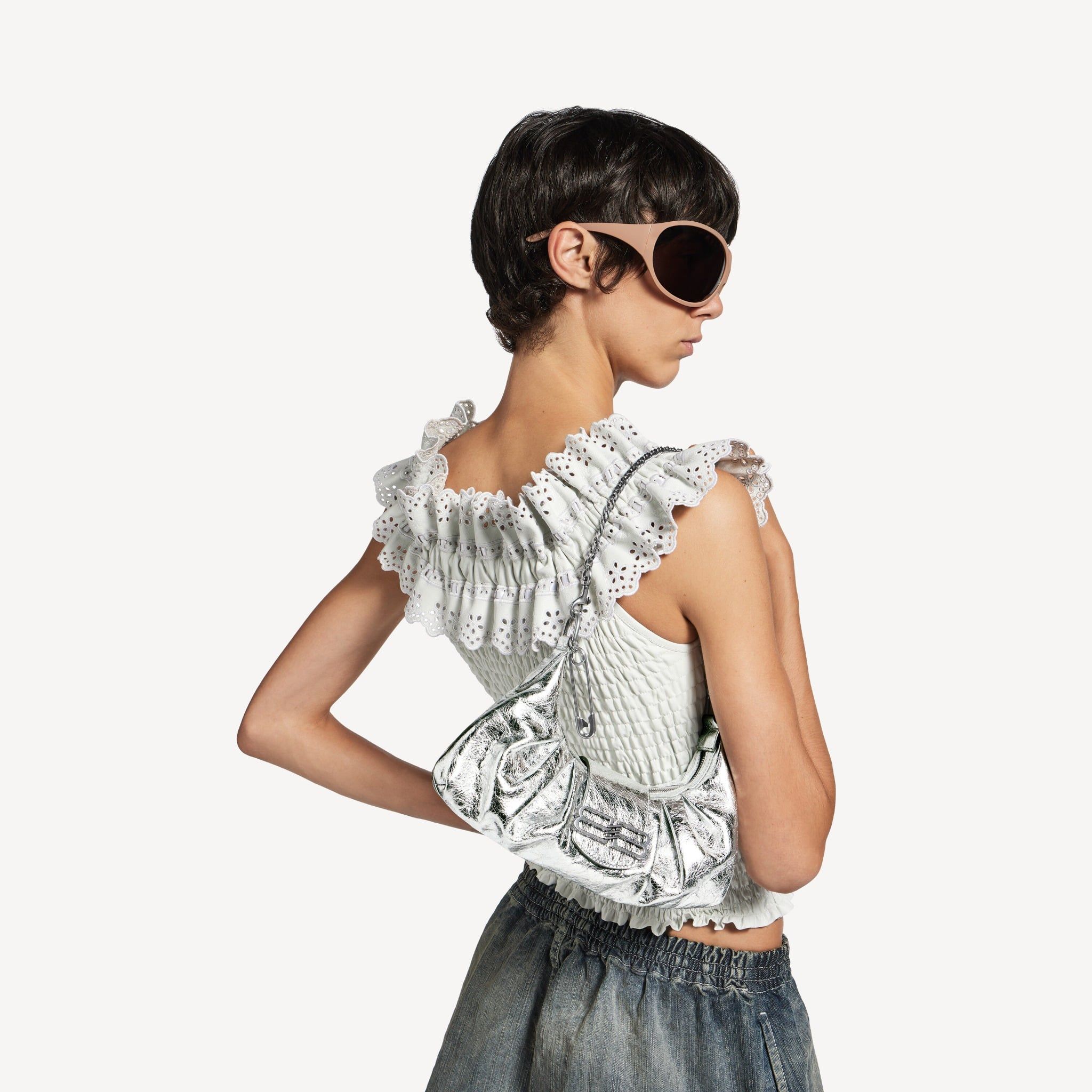  Túi Nữ Balenciaga Pamela Shoulder Bag Small 'Silver' 