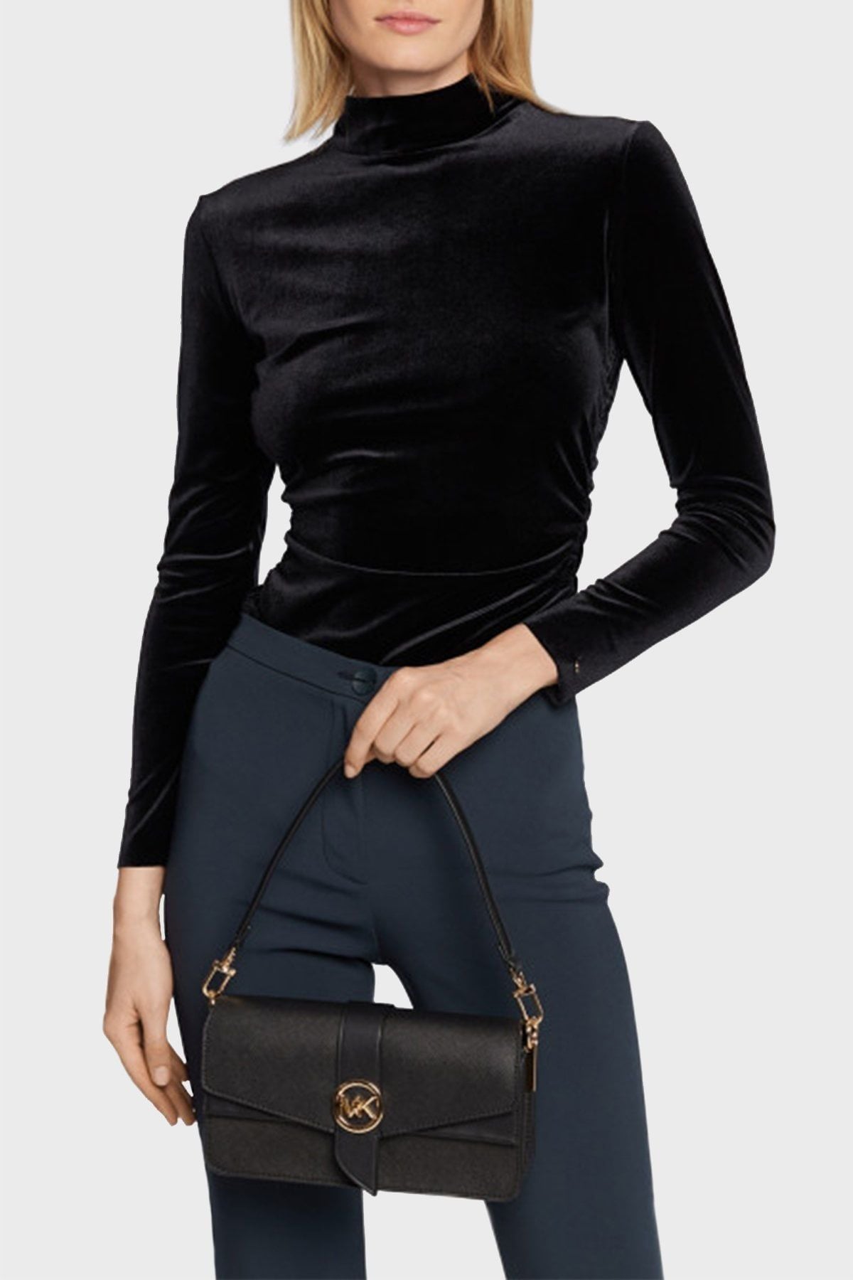  Túi Nữ Michael Kors Greenwich Medium Saffiano 'Black' 