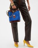  Túi Versace Pivot Small Suede Bucket Bag 'Blue' 