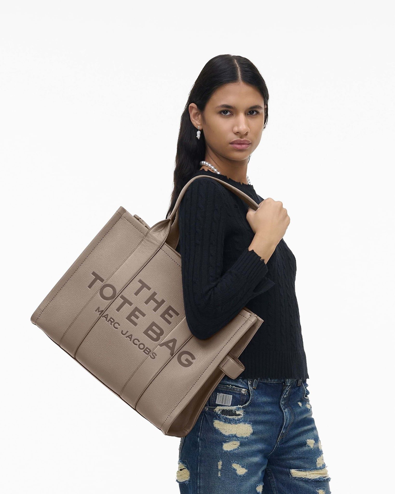  Túi Nữ Marc Jacobs Leather Large Tote Bag 'Cement' 