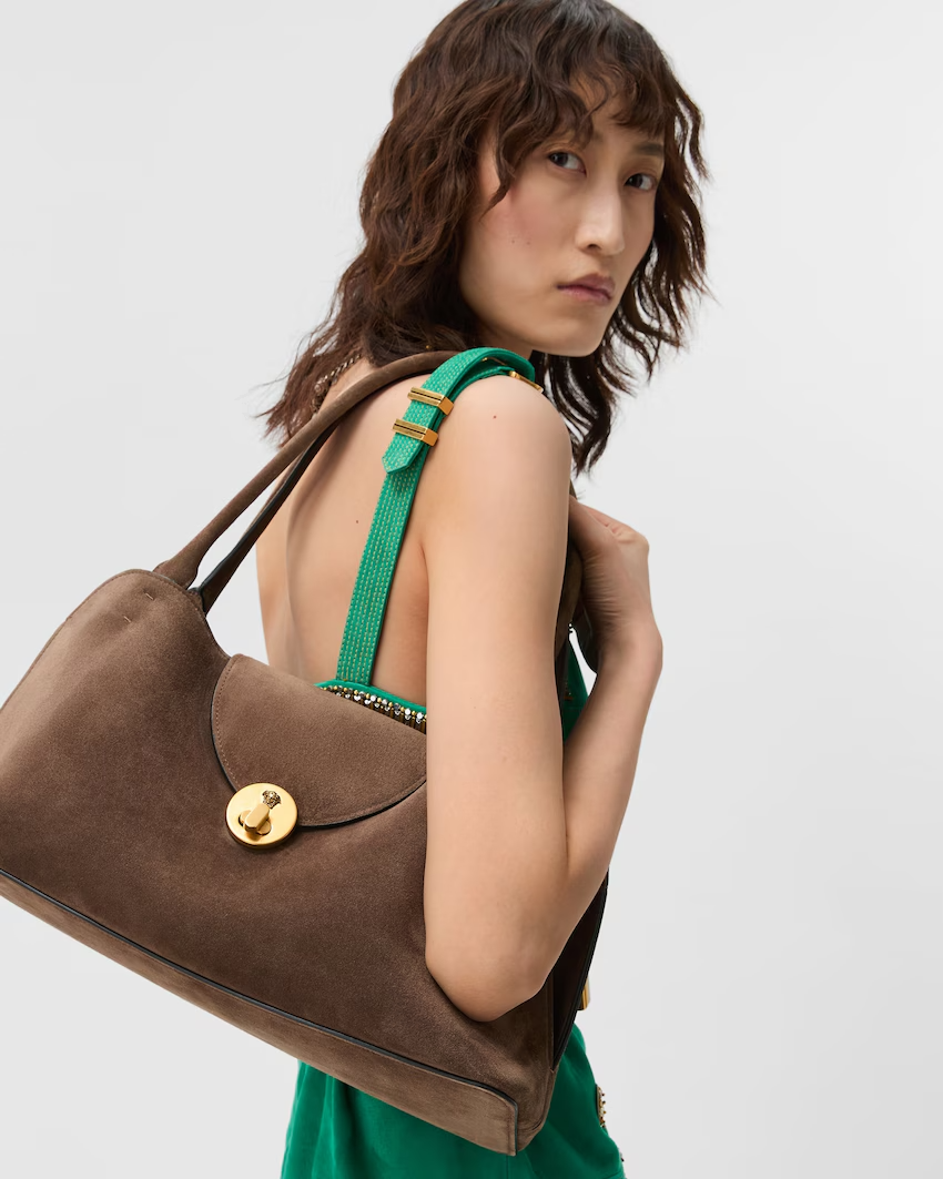  Túi Nữ Versace Vivian Suede East/West Shoulder Bag 'Brown' 