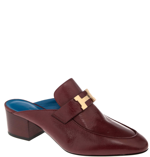  Giày Nữ Hermes Ruby Leather Trocadero Mule Sandals 'Red' 