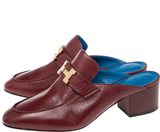  Giày Nữ Hermes Ruby Leather Trocadero Mule Sandals 'Red' 