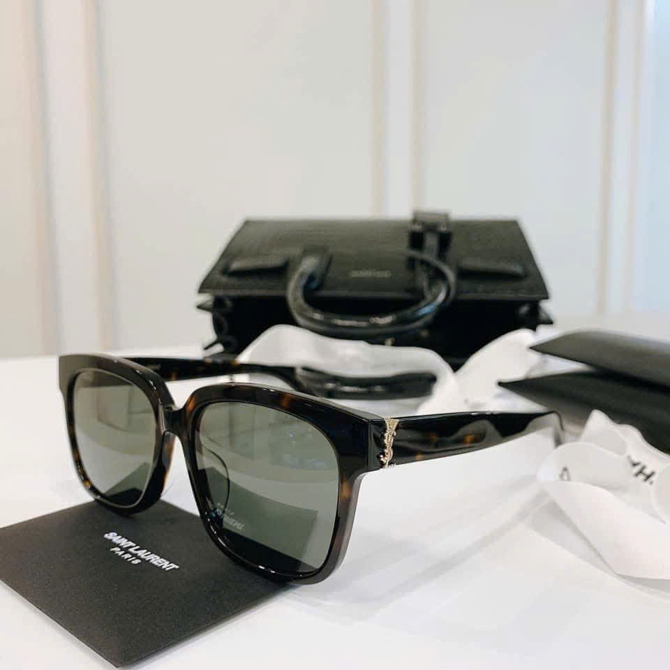  Kính Nữ Saint Laurent Square Frame Acetate 'Brown' 