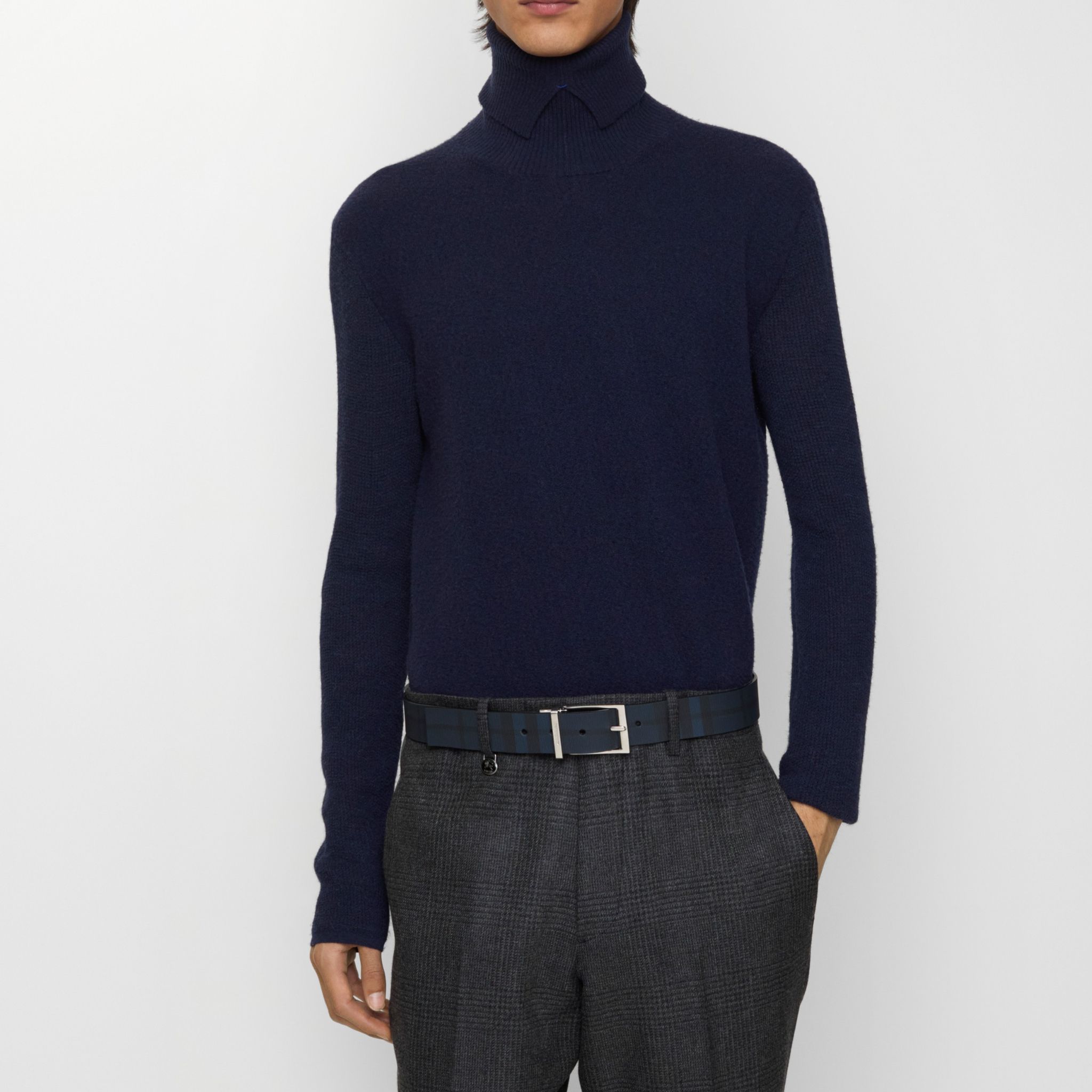  Thắt Lưng Nam Burberry Reversible Check Belt 'Navy' 