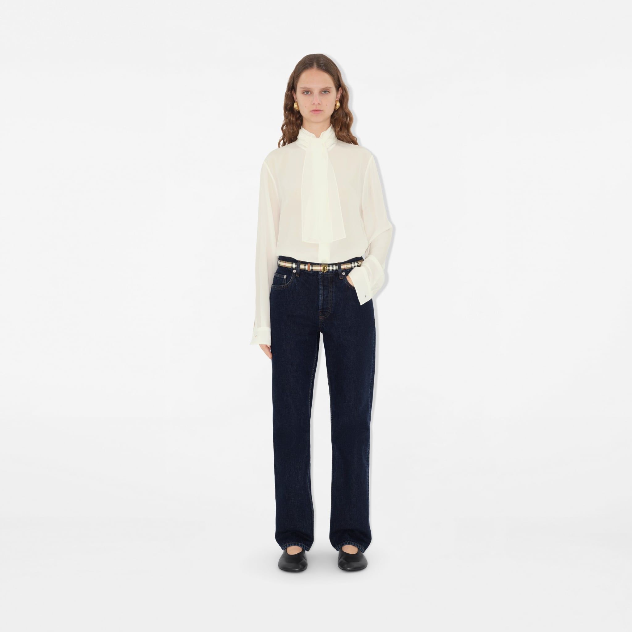  Thắt Lưng Nữ Burberry Thin Check TB Belt 'Beige' 