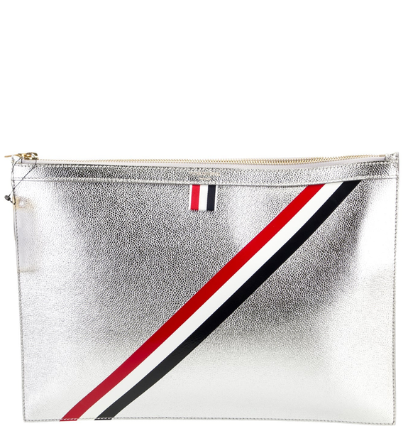  Túi Nam Thom Browne Leather Clutch 'Silver' 