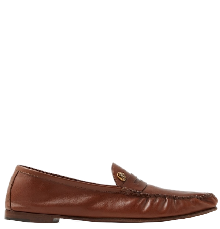  Giày Nam Versace Guanto Leather Loafers 'Brown' 