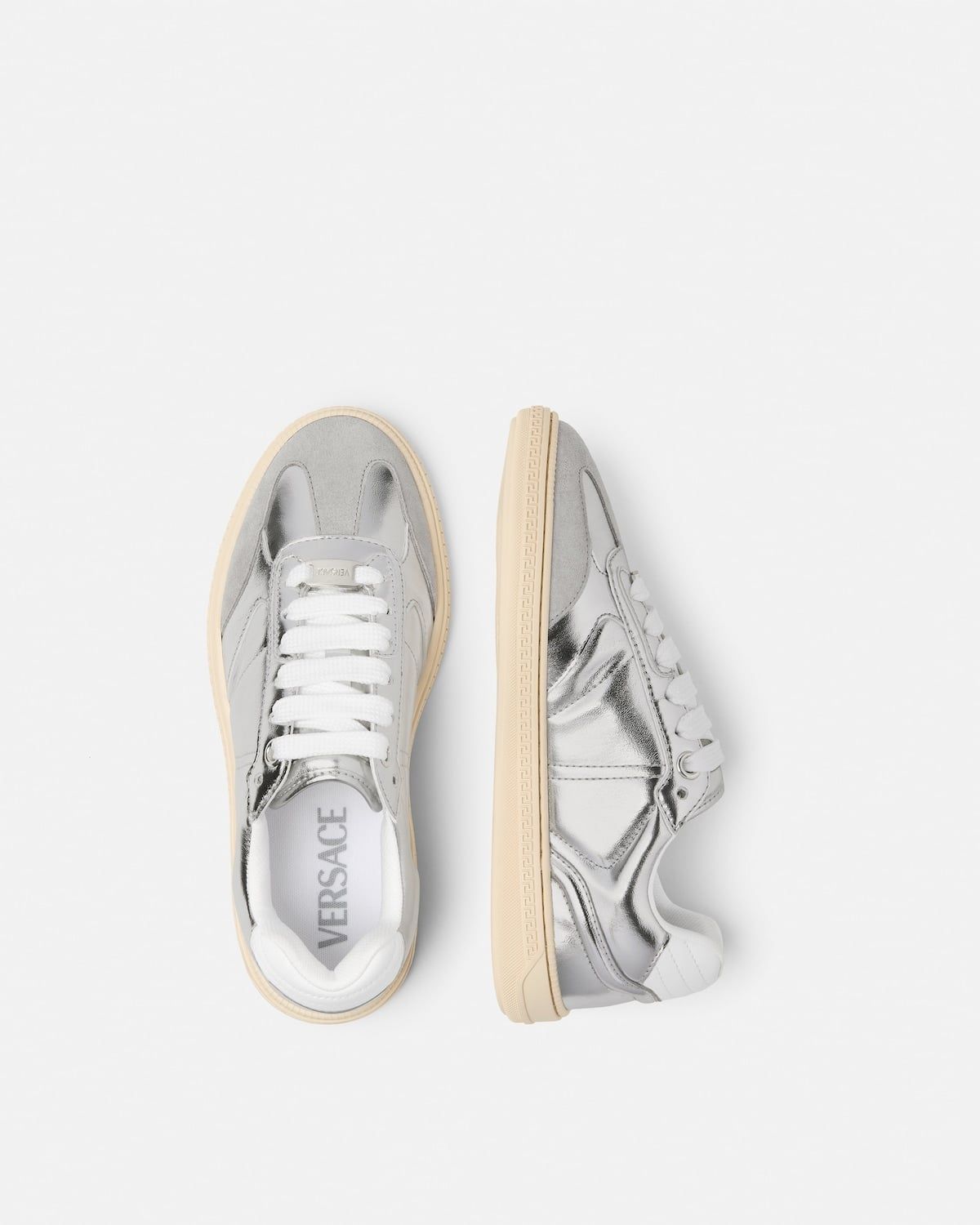  Giày Nữ Versace Greca Court Trainers 'Silver' 
