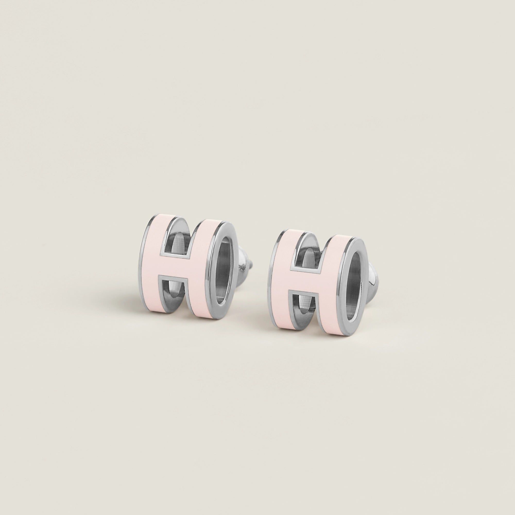  Khuyên Tai Nữ Hermes Mini Pop H 'Rose Dragée Palladium' 