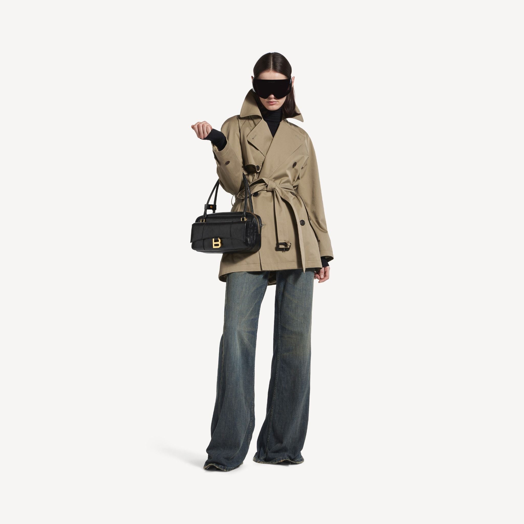  Túi Nữ Balenciaga Hourglass Flat Bowling Bag 'Black' 