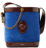  Túi Versace Pivot Small Suede Bucket Bag 'Blue' 