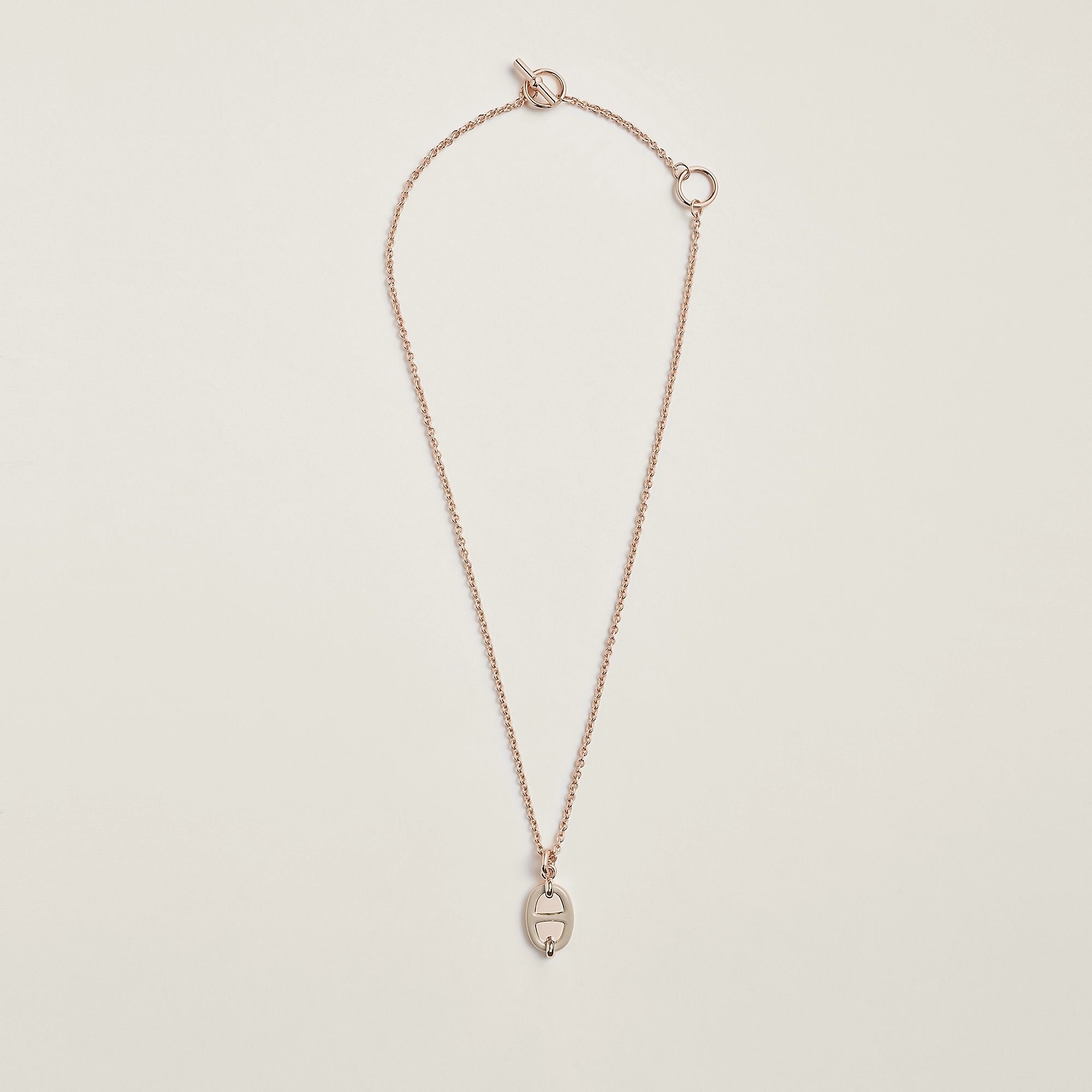  Vòng Cổ Nữ Hermes Mini Maillon 'Marron Glacé Rose Gold' 