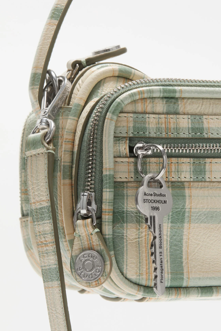  Túi Nữ Acne Camero Kit Check Crossbody Bag 'Green' 
