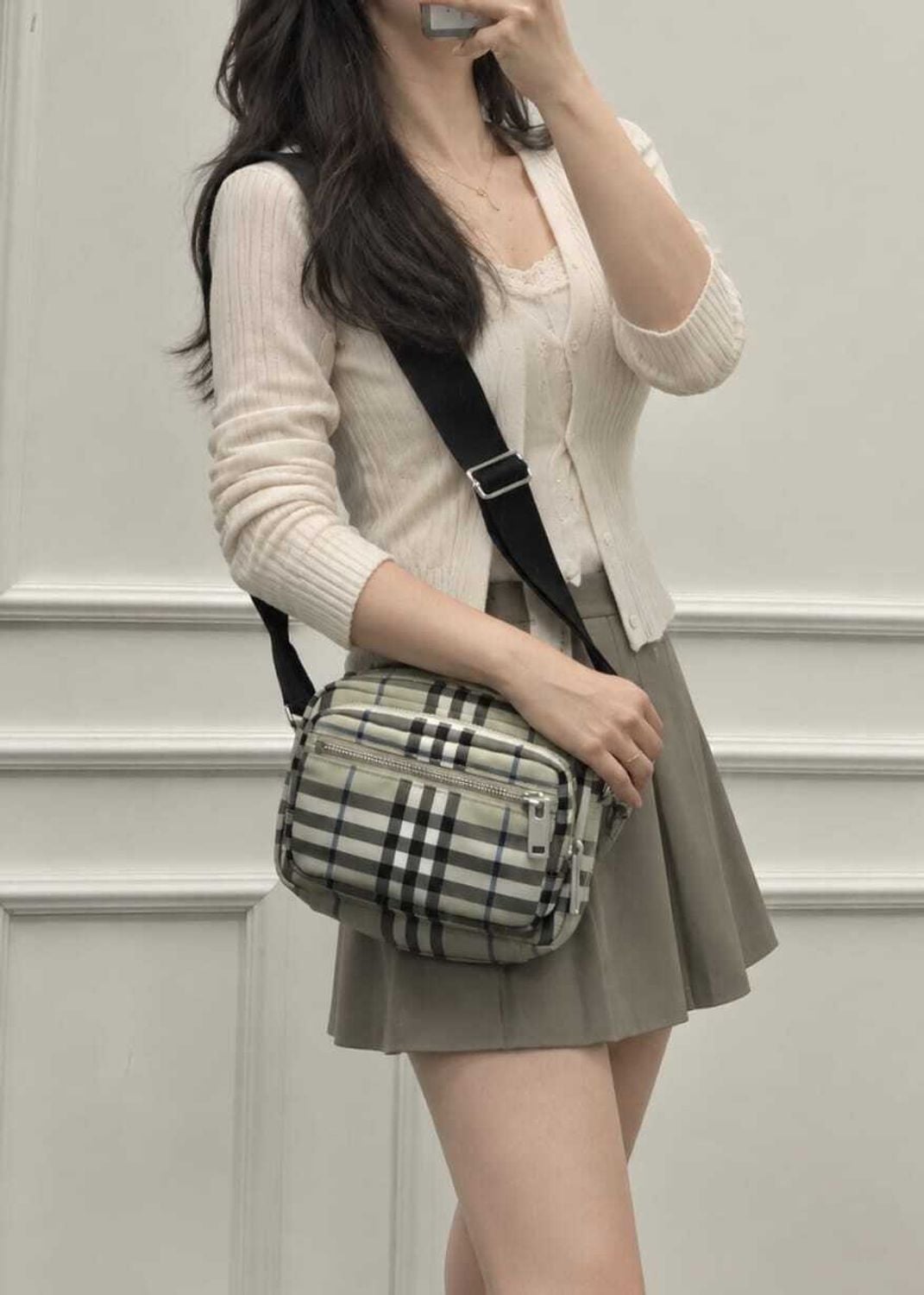  Túi Burberry Check Crossbody Bag 'Lichen Beige' 